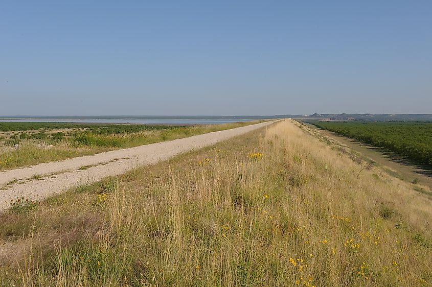 Twin Buttes Reservoir in the distance