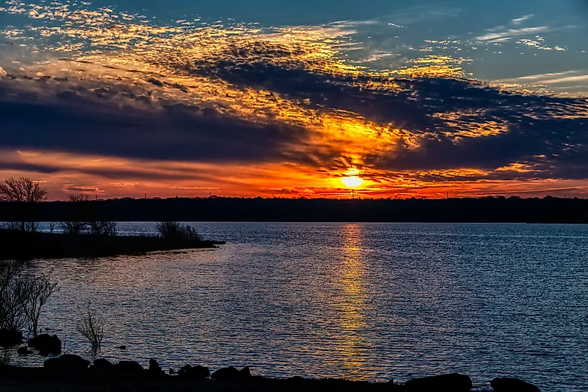 Sunrise at Lake Arcadia in Edmond, Oklahoma