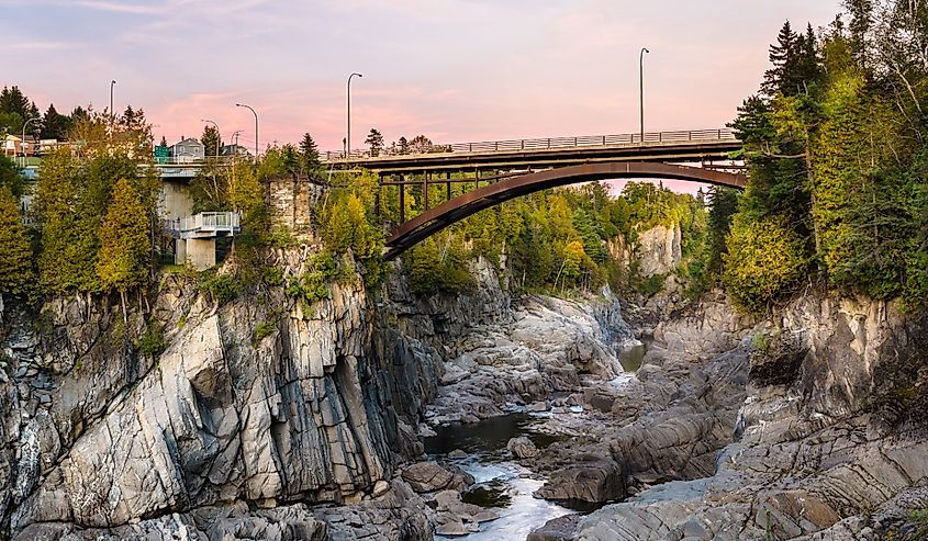 Road Bridge over a Beautiful Gorge in Grand Falls, New Brunswick.