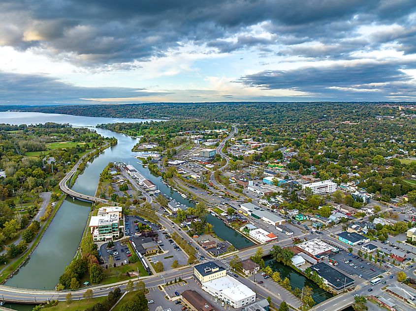 Aerial view of Ithaca, New York.