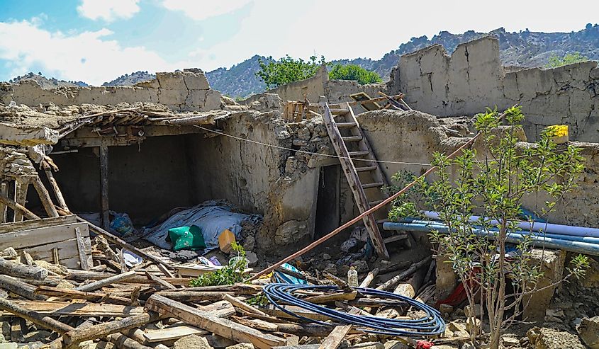 Afghanistan floods, Flooded Village, heavy rains, displaced families by flood in Afghanistan, Deadly flash floods destroy homes and lives in Afghanistan - Logar, Afghanistan August 26, 2022