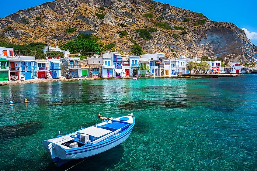 Scenic Klima village in Milos, Greece.