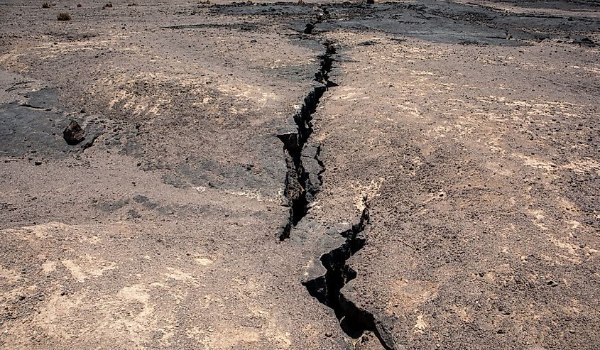 The Afar Triple Junction is located along a divergent plate boundary dividing the Nubian, Somali, and Arabian plates in Djibouti