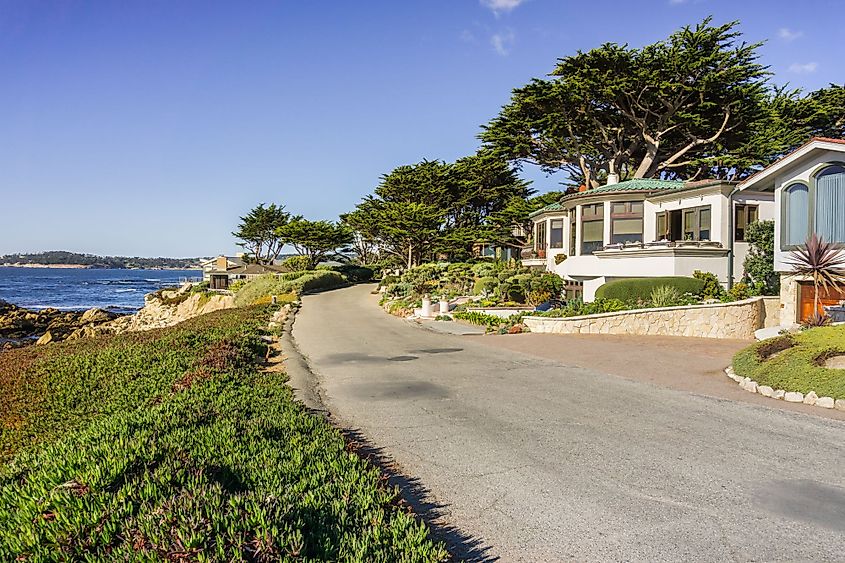 Driving on the Pacific Ocean coast, in Carmel-By-The-Sea, Monterey Peninsula, California