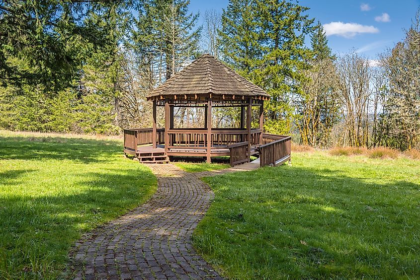 Gazebo in a park Milo McVier state park Oregon state.