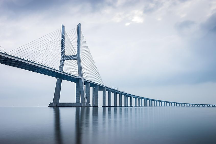 The Vasco da Gama Bridge in Lisbon, Portugal.