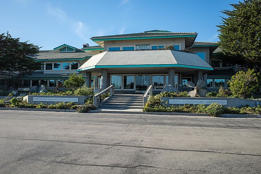 Entrance to the Monterey Bay Aquarium Research Institute as seen from the street outside