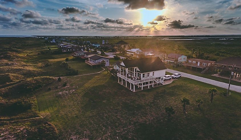 Matagorda Bay, texas beach house sunset