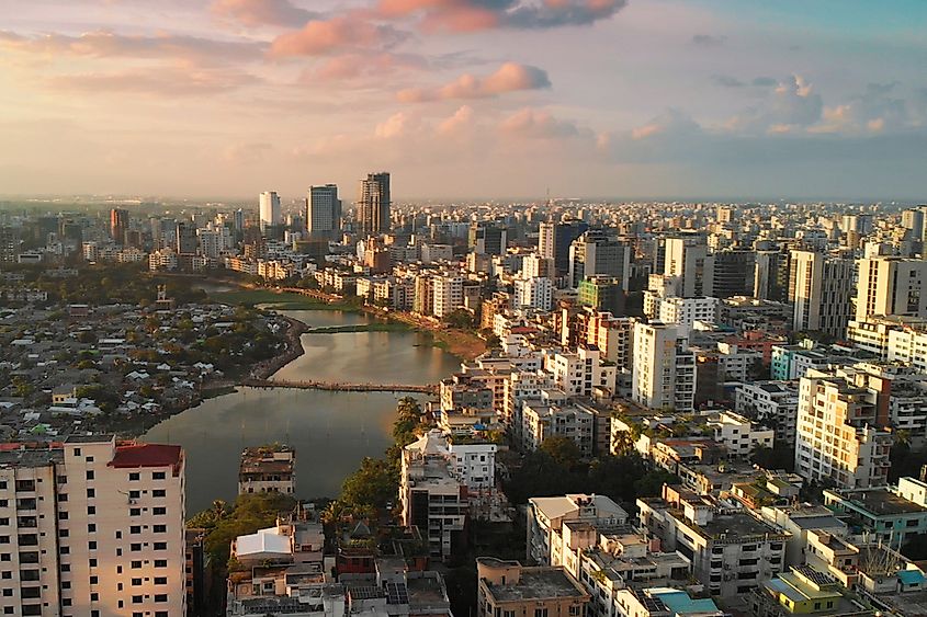 The skyline of Dhaka, the capital of Bangladesh.