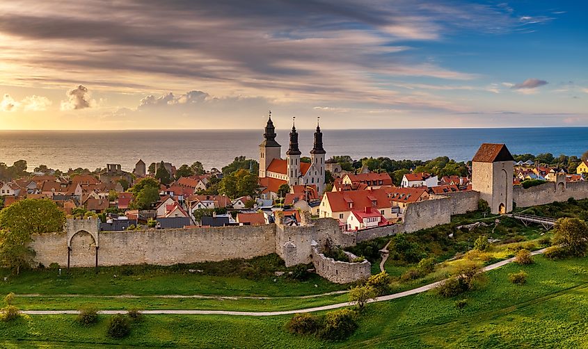 Aerial view of Visby, Sweden.