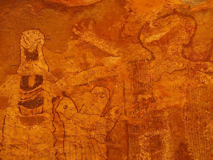 Pictographs painted on cave walls inside Grand Canyon National Park