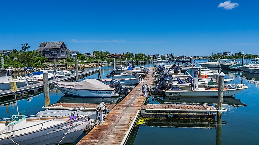 Matunuck Marina during summer is filled with boats, via Pernelle Voyage / Shutterstock.com