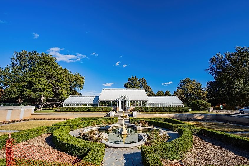 Exterior view of the Conservatory at Woodward Park, Tulsa, Oklahoma