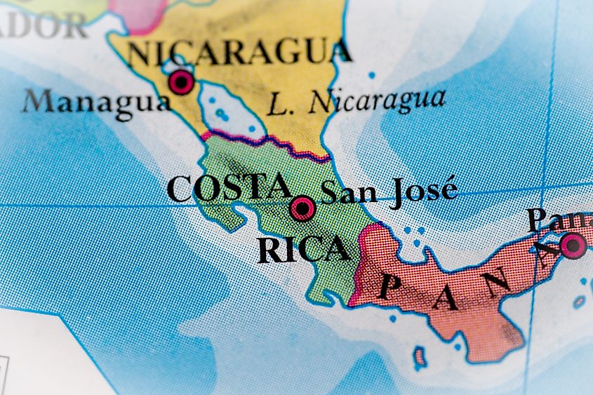 Costa Rica highlighted on a world map.