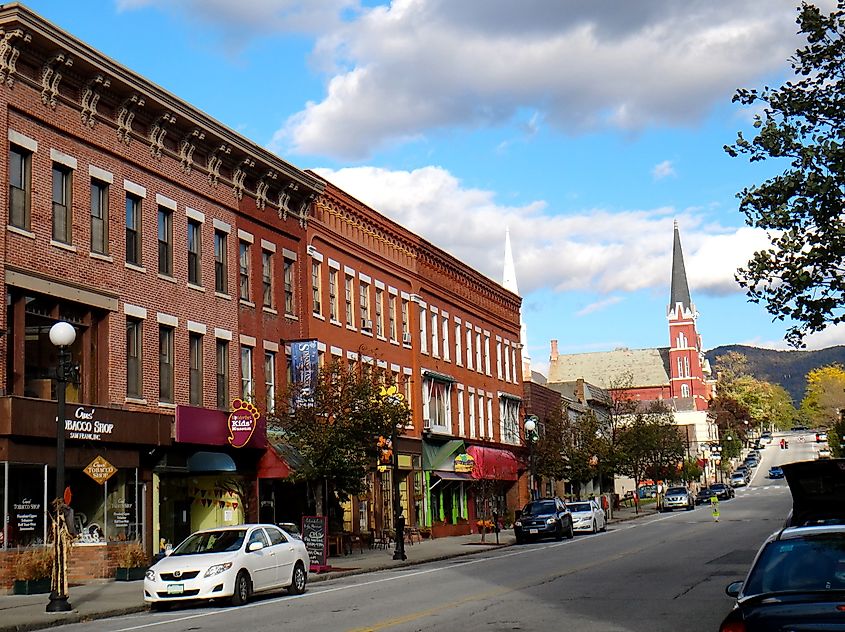 Streetscape of Center Street in downtown Rutland