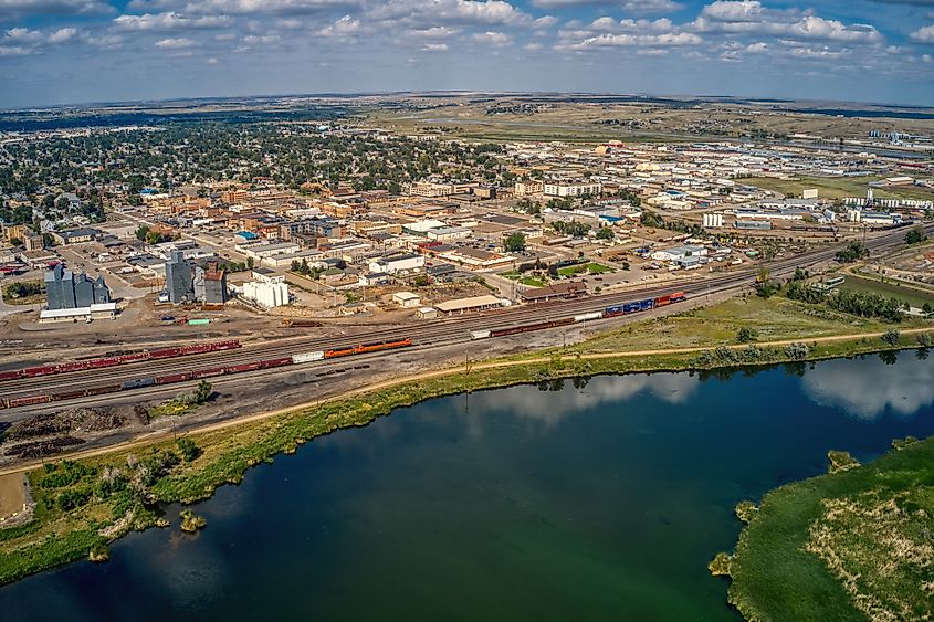 Aerial View of Williston in the Bakken Oil Fields of North Dakot