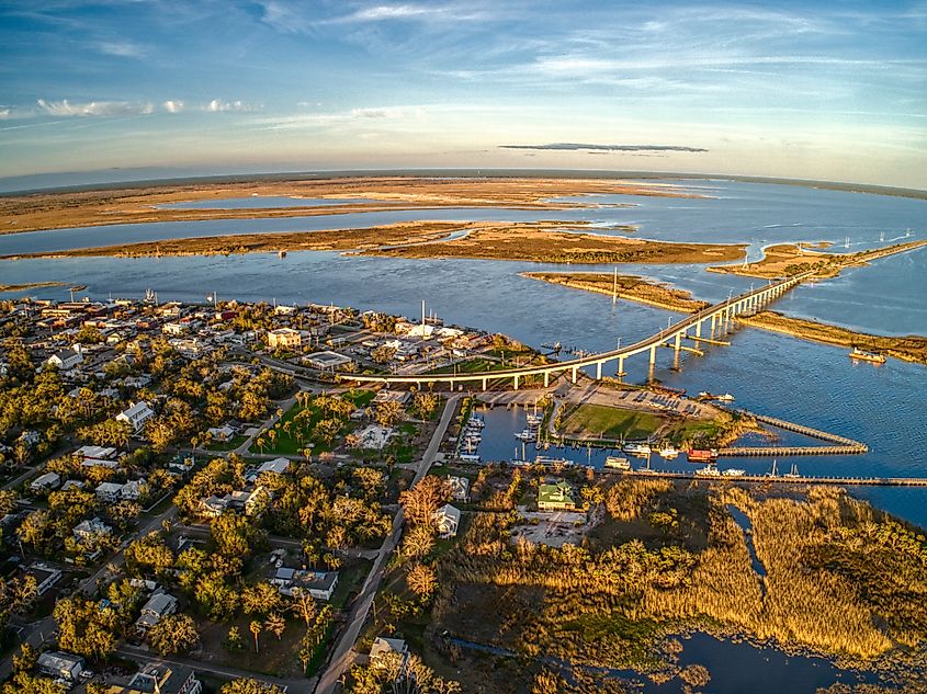 Aerial view of Apalachicola, Florida. 
