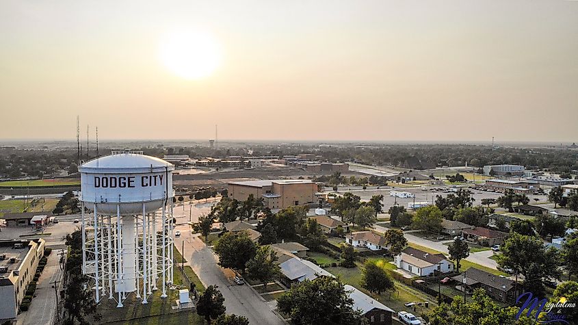 Aerial view of Dodge City, Kansas.