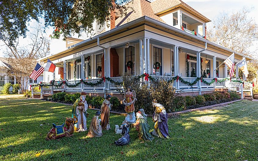 The Kennedy Manor with Christmas decorations in Jefferson, Texas