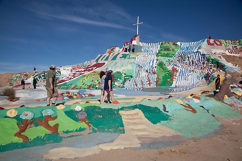 Tourists at the Salvation Mountain in Niland, California