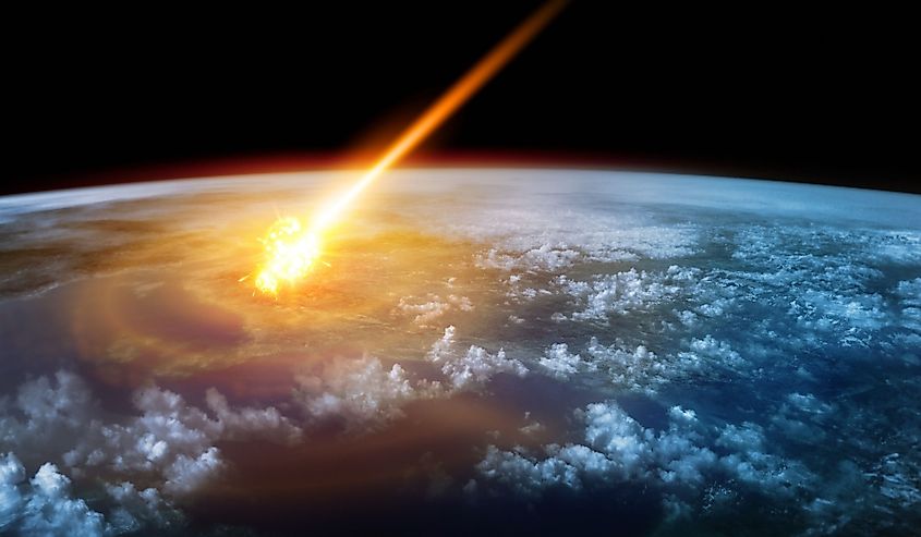 A Meteor glowing as it enters the Earth's atmosphere