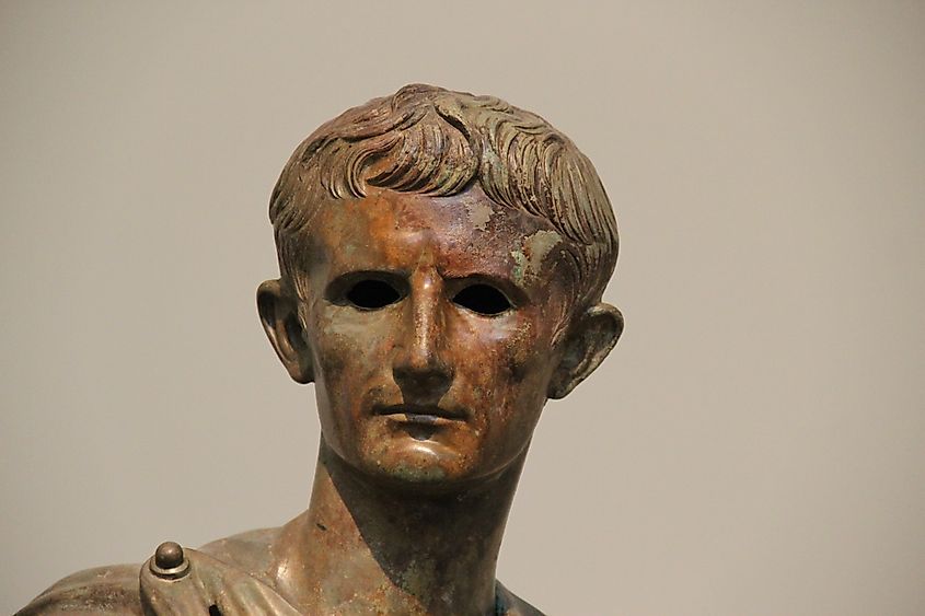 Bronze statue of Roman Emperor Augustus.
