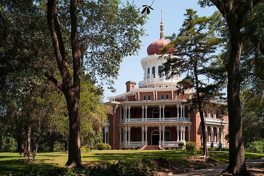 Natchez, Mississippi, United States - July 19 2009: Longwood Plantation Octagon House, an Antebellum Victorian Octagonal Mansion.