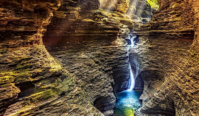 Watkins Glen State Park waterfall canyon in Upstate New York