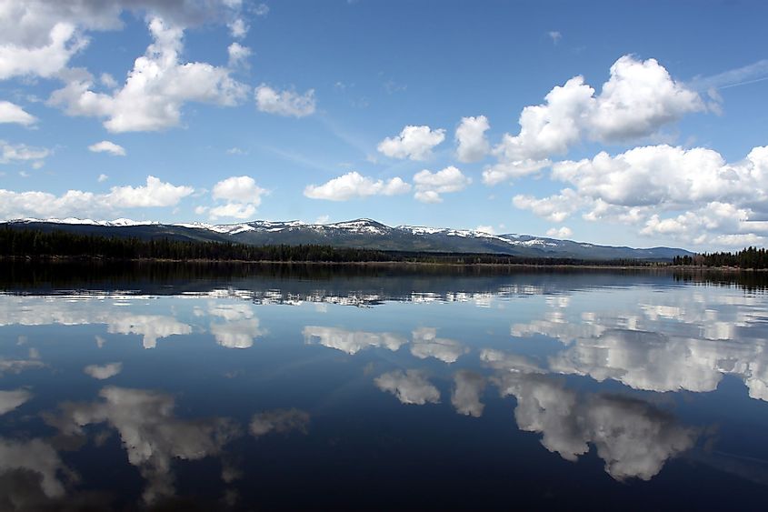 Cloud reflections on Seeley Lake in Montana