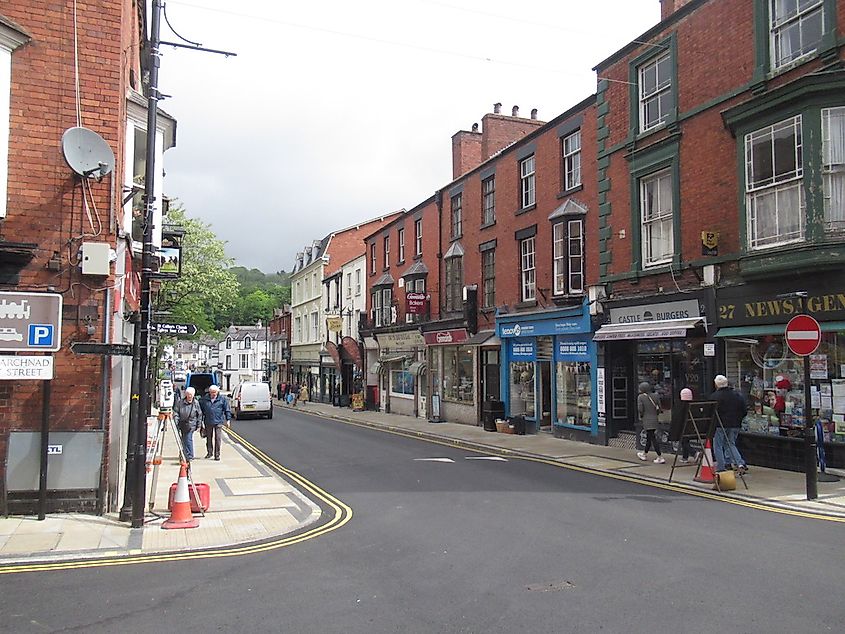Castle Street in Llangollen, Wales.