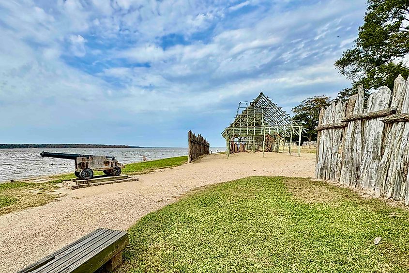 Historic Jamestowne James River view and reconstructed fort Image credit Bryan Dearsley
