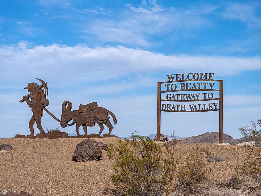 Sign welcoming visitors to Beatty, Nevada.
