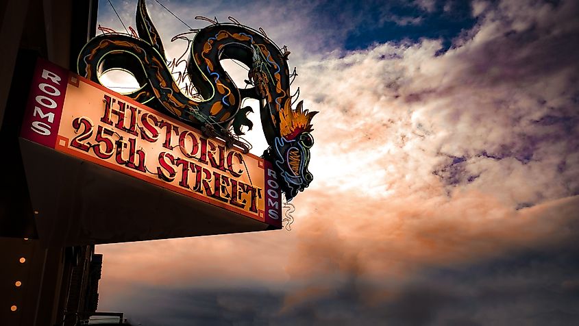 Ogden Utah Historic 25th Street Neon Dragon Sign