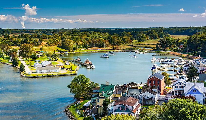 View of Chesapeake City from the Chesapeake City Bridge, Maryland