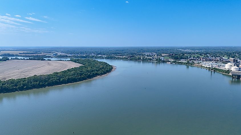 The Ohio River seen from Evansville, Indiana.
