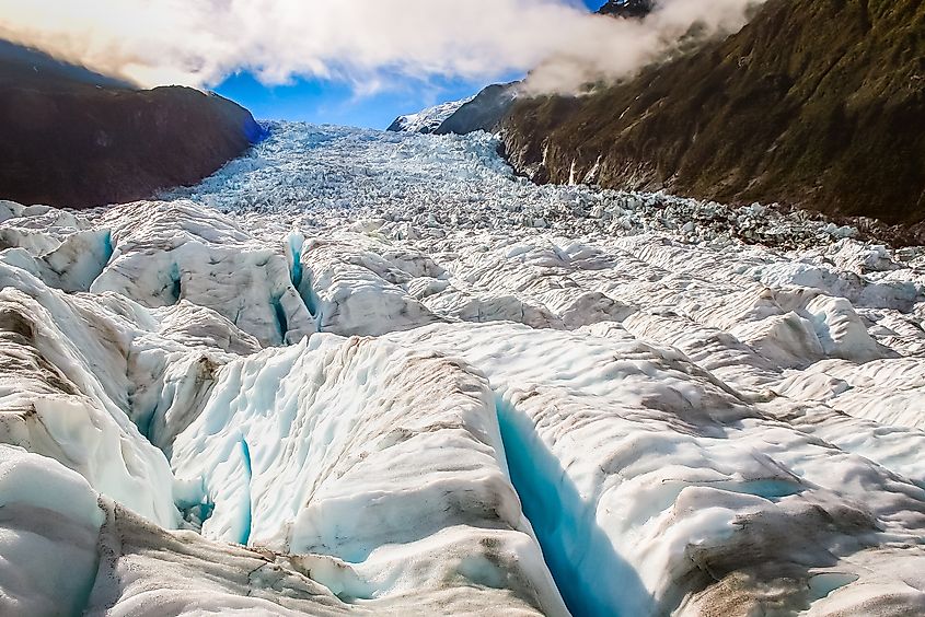 Franz Josef Glacier in Southern Alps, New Zealand South Island.