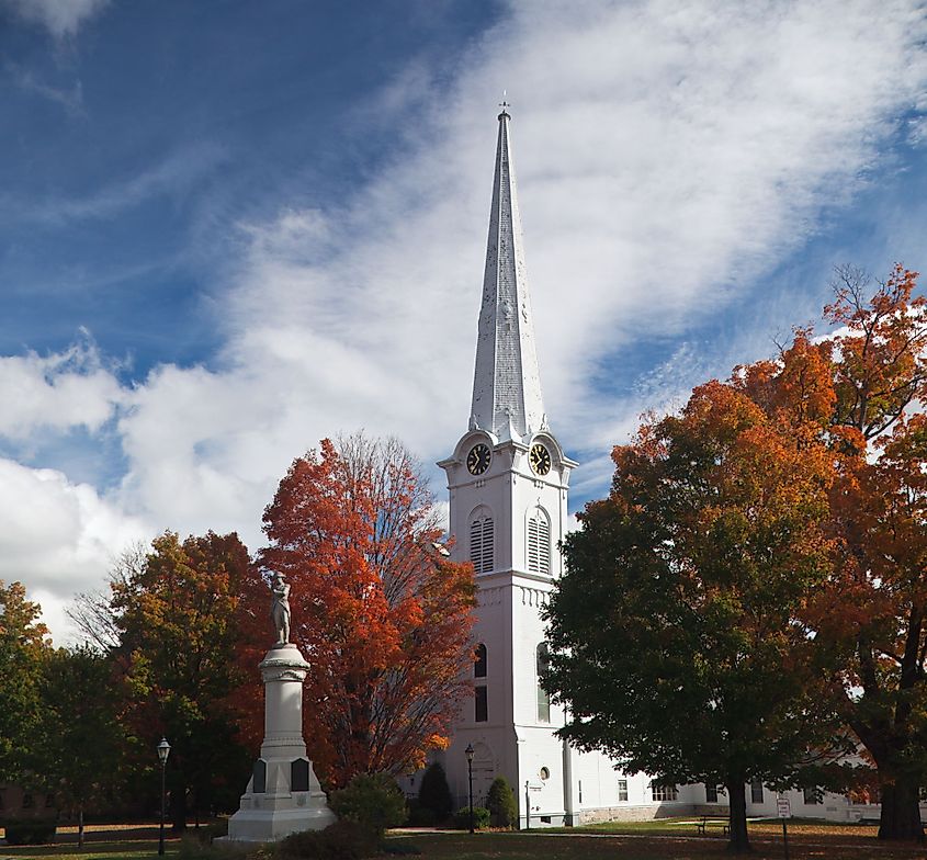 Autumnal shot of the Main Street of Manchester, Vermont 