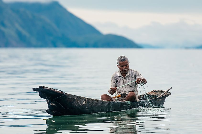 Fishing in Lake Toba