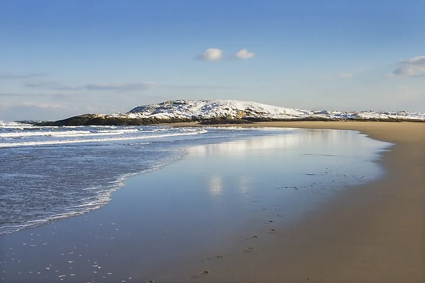 Winter at Popham Beach state park in Maine.