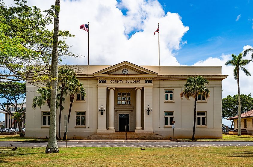 Exterior view of the historic Kauaʻi County Building.