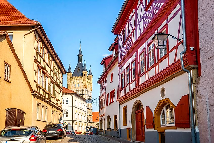 Blue Tower, Market, Bad Wimpfen, Baden Wuerttemberg, Germany. 