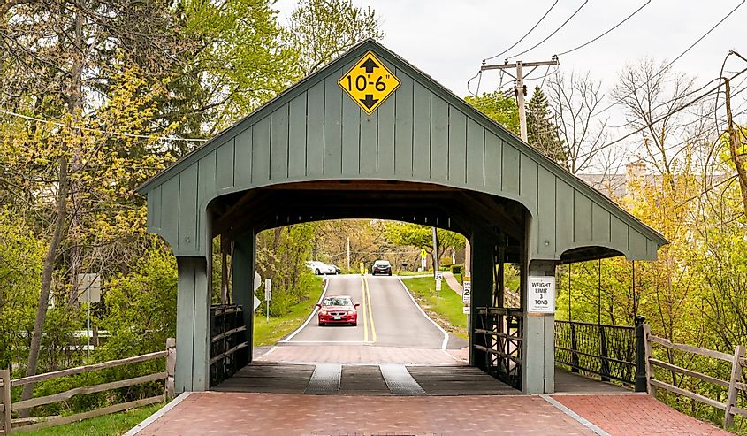 View of National Historic Bridge of Long Grove village, Illinois, USA