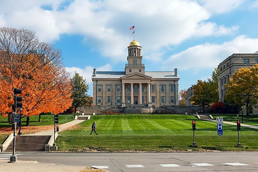 The old Capitol building in Iowa City, Iowa.