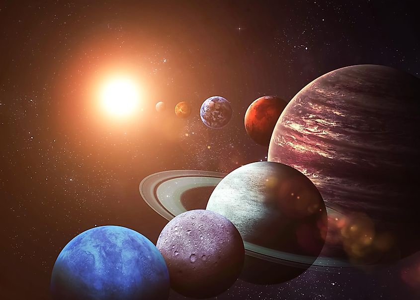 Восемь планет в нашей Солнечной системе выровнены вокруг Солнца.