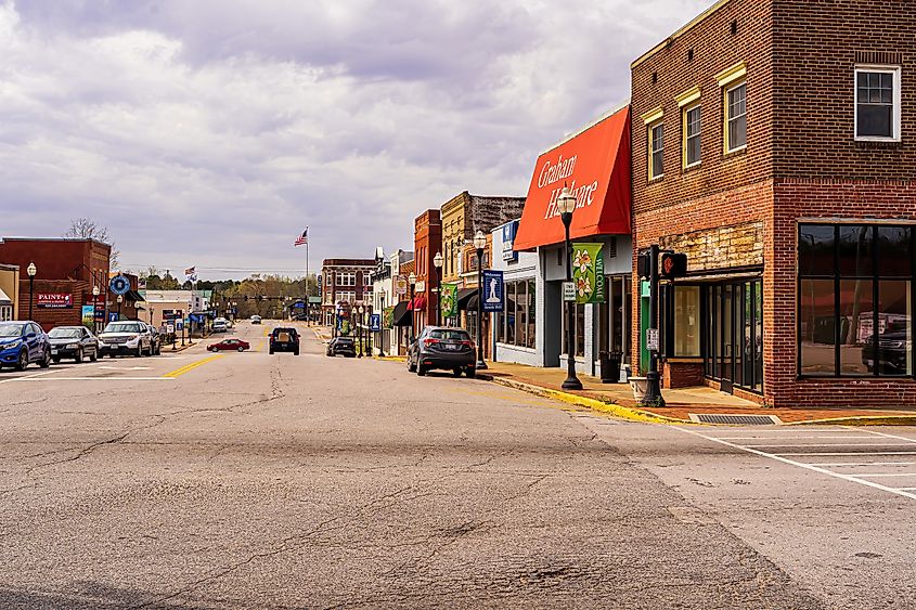 Looking Down the Main Street of South Hill, Virginia.