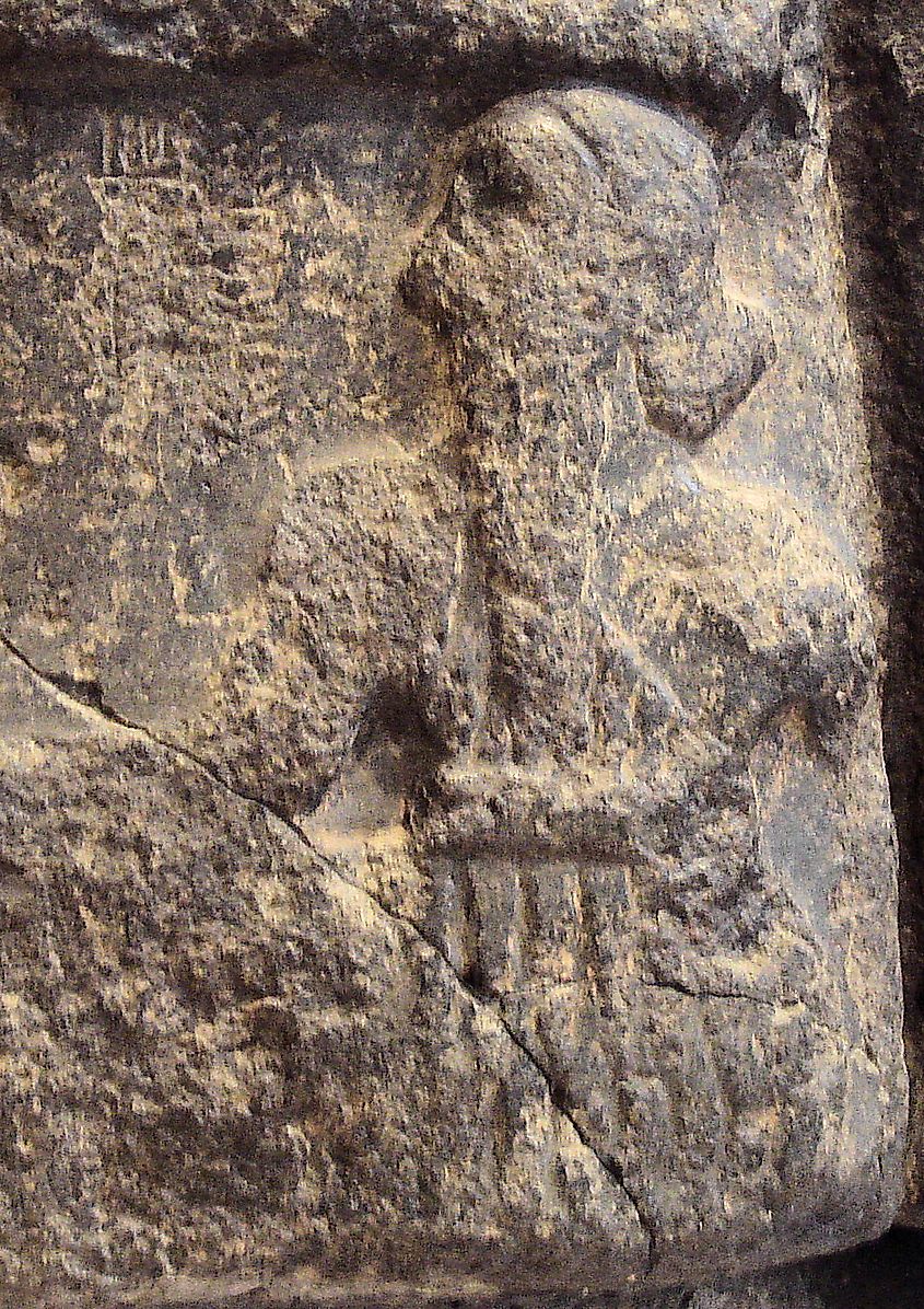 Sargon of Akkad on his victory stele, with inscription "King Sargon"