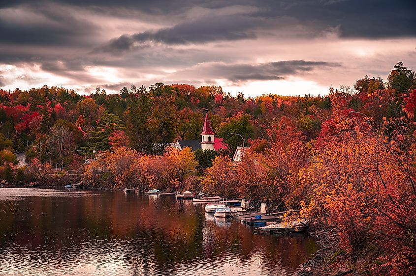 A picturesque autumn scene in the village of Wakefield, Quebec.