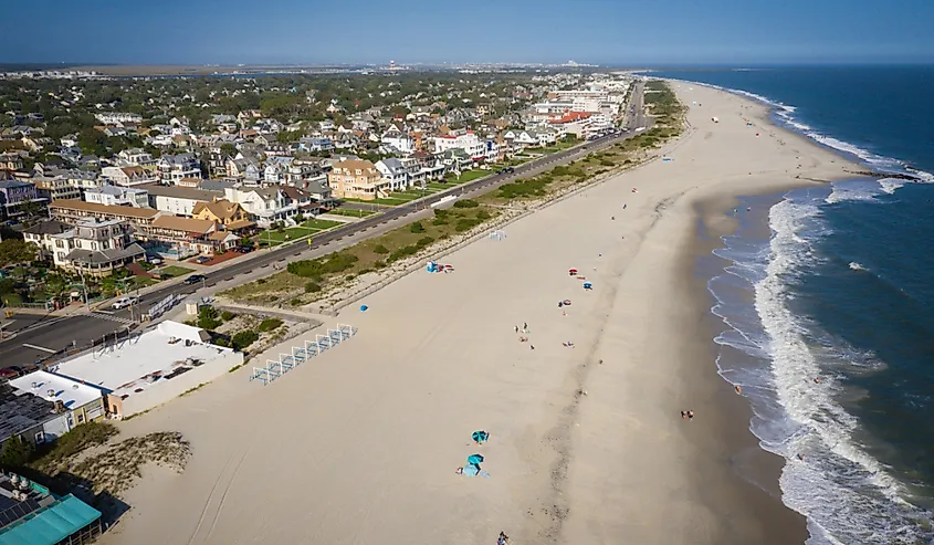 Aerial view of the beach of Cape May New Jersey