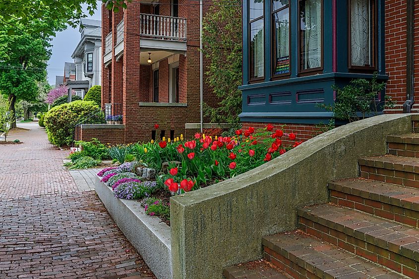 Maine, Portland, West End, view of spring.