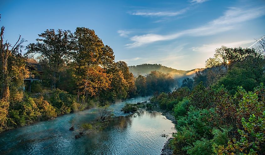 Misty November Morning on the Buffalo River in Jasper, Arkansas